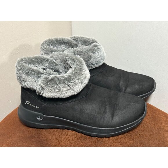 Skechers Women's Size 9 Boots Go Walk Air Cooled Goga Mat Black Walking Faux Fur - Picture 1 of 10